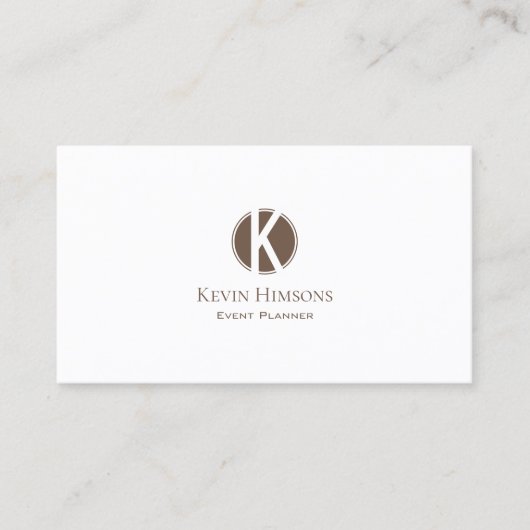 モノグラエレガントムとロゴ付き無地ホワイトブラウン 名刺 (正面)