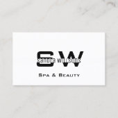 モノグラエレガントムと写真を含むプレーン白モダン 名刺 (正面)