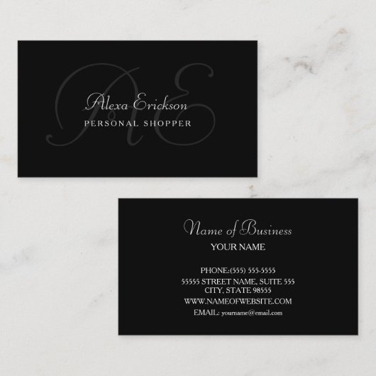 モノグラエレガントムの白黒の名前 名刺 (正面/裏面)