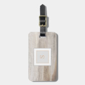 モノグラエレガントムを持つ灰色のベージュ大理石 ラゲッジタグ (正面縦)