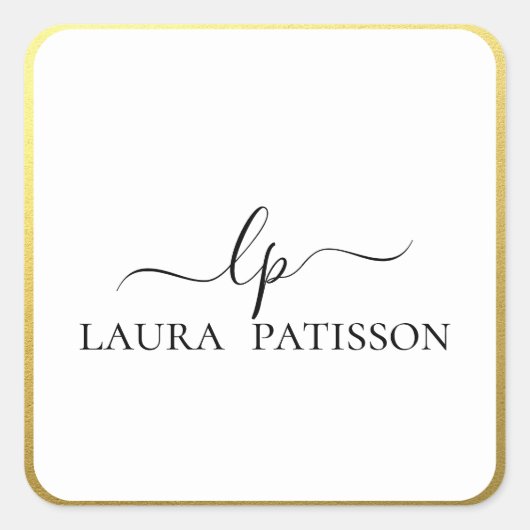 モノグラエレガントムを持つ金ゴールドシックなスクリプト スクエアシール (正面)
