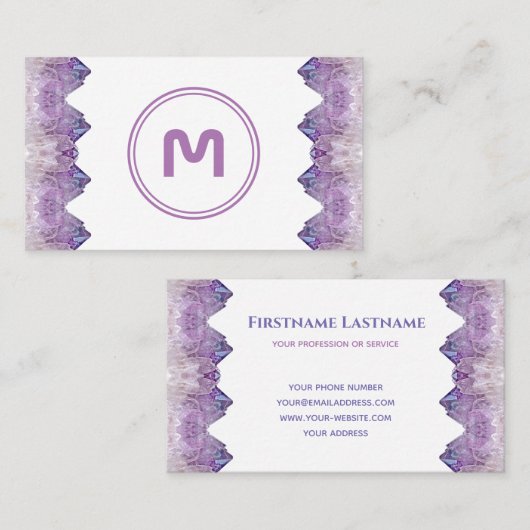 モノグラエレガントムアメジスト2トーンバイオレット宝石バス 名刺 (正面/裏面)