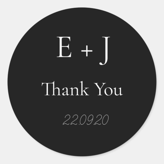 モノグラエレガントムイニシャル結婚のクラシックステッカー ラウンドシール (正面)