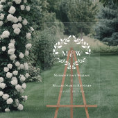 モノグラエレガントムイニシャル結婚リースの頂点 アクリルサイン