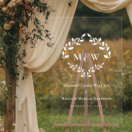 モノグラエレガントムイニシャル結婚リースの頂点 アクリルサイン