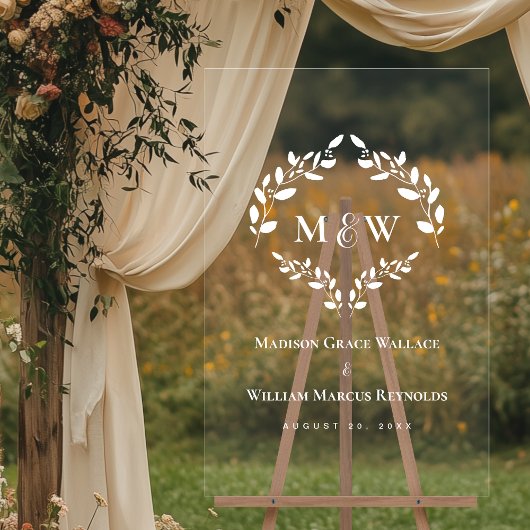 モノグラエレガントムイニシャル結婚リースの頂点 アクリルサイン