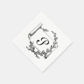 モノグラエレガントムイニシャル スタンダードカクテルナプキン (角)