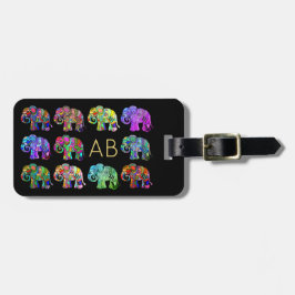 モノグラエレガントムカラフルの装飾象 ラゲッジタグ