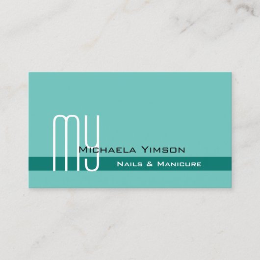 モノグラエレガントムクラシックプロフェッショナル付ティール(緑がかった色) 名刺 (正面)