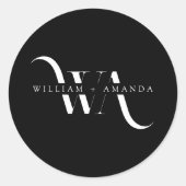 モノグラエレガントムクラシック結婚タイポグラフィ ラウンドシール (正面)