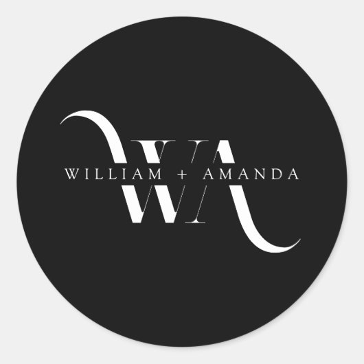 モノグラエレガントムクラシック結婚タイポグラフィ ラウンドシール (正面)