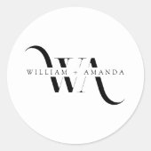 モノグラエレガントムクラシック結婚タイポグラフィ ラウンドシール (正面)