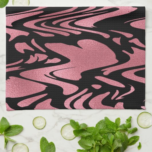 モノグラエレガントムグラデーショングリッターを有するバラ金ゴールド キッチンタオル (折り畳み)