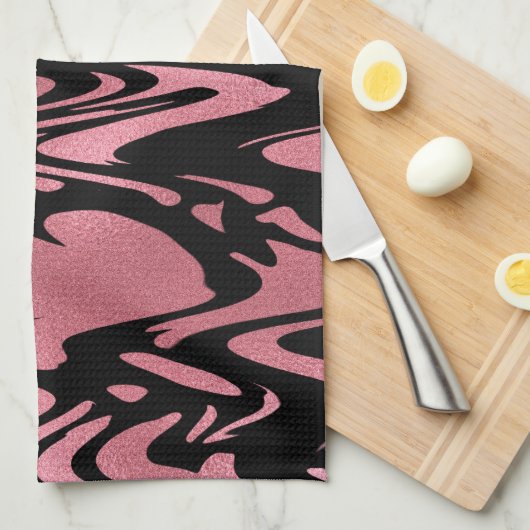 モノグラエレガントムグラデーショングリッターを有するバラ金ゴールド キッチンタオル (四つ折り)