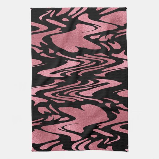 モノグラエレガントムグラデーショングリッターを有するバラ金ゴールド キッチンタオル (縦)