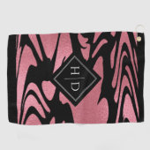 モノグラエレガントムグラデーショングリッターを有するバラ金ゴールド ゴルフタオル (横)