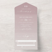 モノグラエレガントムグラデーションダスティマウヴ&アイボリー結婚ズ オールインワン招待状 (内側)