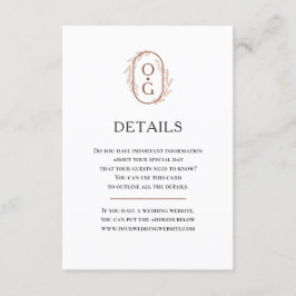 モノグラエレガントムシンプルタイポグラフィ結婚詳細 エンクロージャーカード