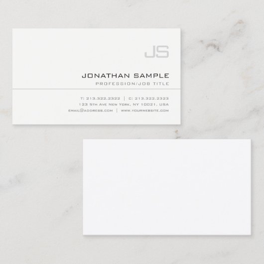 モノグラエレガントムシンプルプロフェッショナルトレンディープレーン 名刺 (正面/裏面)