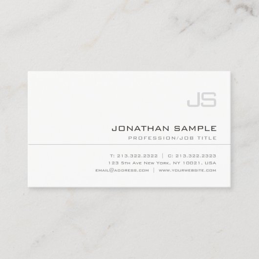 モノグラエレガントムシンプルプロフェッショナルトレンディープレーン 名刺 (正面)