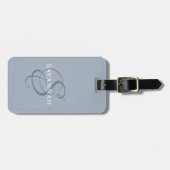 モノグラエレガントムスクリプトダスティーブルーキュートレザー ラゲッジタグ (正面横)