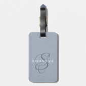 モノグラエレガントムスクリプトダスティーブルーキュートレザー ラゲッジタグ (裏面縦)