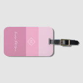モノグラエレガントムスタイリッシュスクリプト名ピンク ラゲッジタグ (正面横)