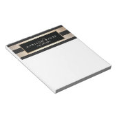 モノグラエレガントムストライプのブラックと金ゴールド ノートパッド (アングル)