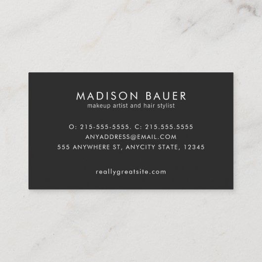 モノグラエレガントムストライプのブラックと金フェイク箔 名刺 (裏面)