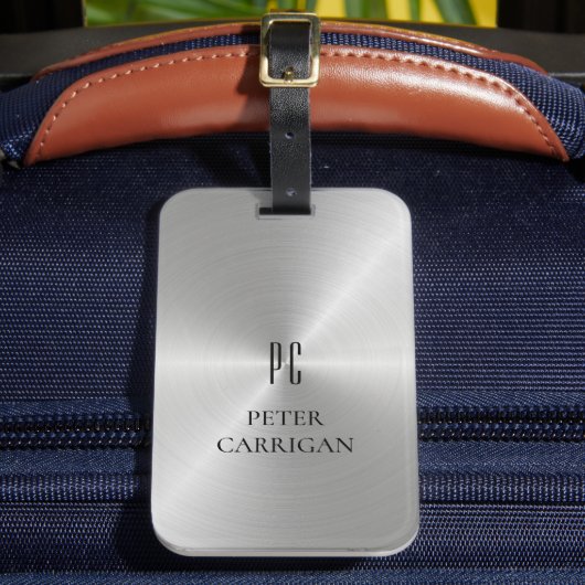 モノグラエレガントムノベルティ銀メタリック ラゲッジタグ (正面インサイチュ2)