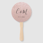 モノグラエレガントムバラ金ゴールド結婚グリッター ハンドファン (正面)