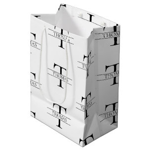 モノグラエレガントムパーソナライズされた名前をカスタムするパターン ミディアムペーパーバッグ