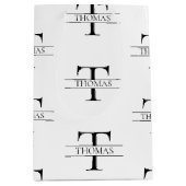 モノグラエレガントムパーソナライズされた名前をカスタムするパターン ミディアムペーパーバッグ (正面)