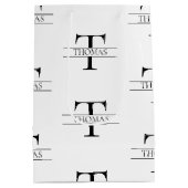 モノグラエレガントムパーソナライズされた名前をカスタムするパターン ミディアムペーパーバッグ (裏面)