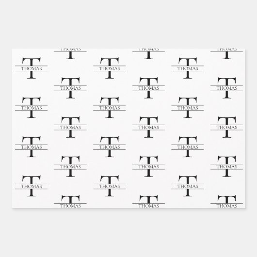 モノグラエレガントムパーソナライズされた名前をカスタムするパターン ラッピングペーパーシート (正面)