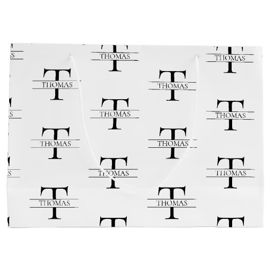 モノグラエレガントムパーソナライズされた名前をカスタムするパターン ラージペーパーバッグ (裏面)