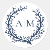 モノグラエレガントムビーチ結婚式 ラウンドシール (正面)