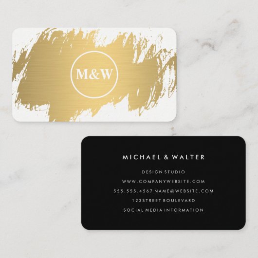 モノグラエレガントムフェイク金ゴールドグランジ 名刺 (正面/裏面)