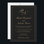モノグラエレガントムフォーマルブラックと金ゴールド結婚ズ 招待状<br><div class="desc">スタイル伝統的ブラックと金ゴールドフェイク結婚式招待状とイニシャルのデザインを持つシンプルクラシックとモノグラムとあなたの名前の書の中で薄いエレガントの内部で縁ど。すべてのデザイン要素は、デザイン編集ツールで変更できる。これらのエレガントな結婚式の招待状は、のフォーマルために完璧結婚である。</div>