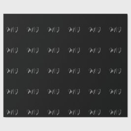 モノグラエレガントムブラック結婚ズ包装紙 ラッピングペーパー