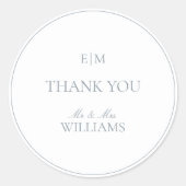 モノグラエレガントムブルーありがとうご結婚ざい ラウンドシール (正面)
