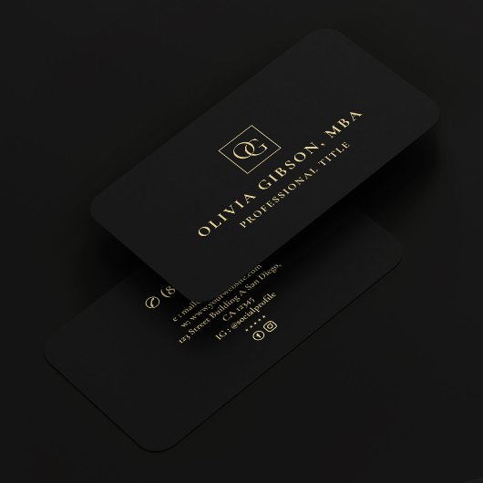 モノグラエレガントムミニマルロゴOGプロフェッショナル 名刺
