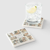 モノグラエレガントムモダンイニシャルファミリー名写真 ストーンコースター (横)