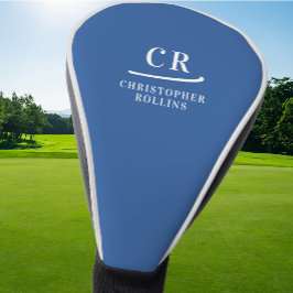 モノグラエレガントムモダンイニシャル名カスタム青 ゴルフヘッドカバー