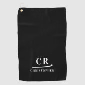 モノグラエレガントムモダンイニシャル名白黒 ゴルフタオル (正面)