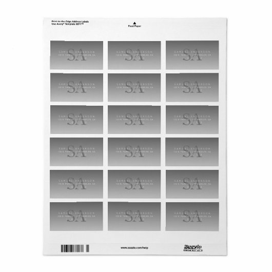 モノグラエレガントムモダングレイグラデーション差出人住所 ラベル (フルシート)