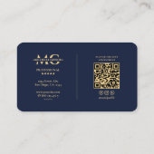 モノグラエレガントムモダンダークネイビープロフェッショナル 名刺 (裏面)