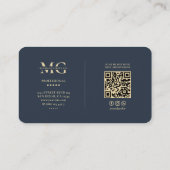 モノグラエレガントムモダンダークブループロフェッショナル 名刺 (裏面)