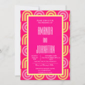 モノグラエレガントムモダンネオンピンク幾何学図形 招待状 (正面)