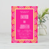 モノグラエレガントムモダンネオンピンク幾何学図形 招待状 (スタンド正面)